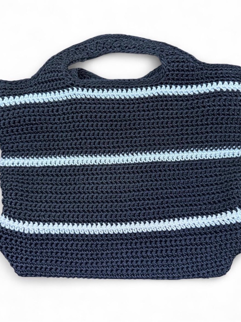 Striped Black Crochet Purse - Black and White